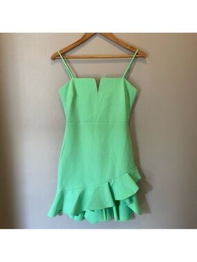 Likely Mint Green Ruffle-Hem Spaghetti Strap Mini Dress